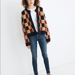 Madewell Checkered Colburne Cardigan Sweater NWT